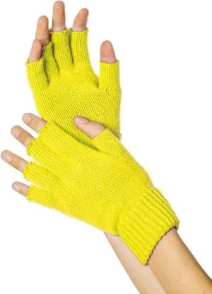 Metamorph Kostüm Fingerlose Strickhandschuhe neon-gelb, Mit Fingerspitzengefühl für 80er Jahre Outfits - oder dem Alltag in