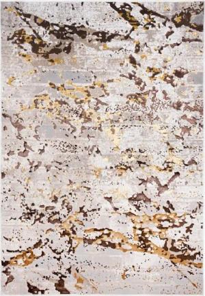 Mazovia Designteppich Modern Teppich für Wohnzimmer - Beige Creme mit Gold, 80 x 150 cm