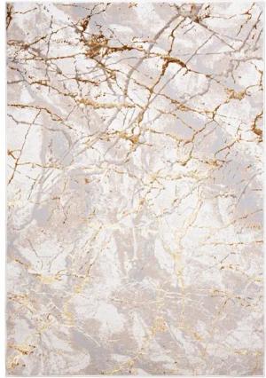 Mazovia Designteppich Modern Teppich für Wohnzimmer - Beige Creme mit Gold, 80 x 150 cm