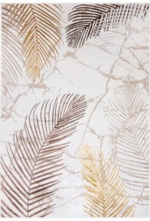 Mazovia Designteppich Modern Teppich für Wohnzimmer - Beige Creme mit Gold, 80 x 150 cm