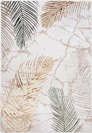 Mazovia Designteppich Modern Teppich für Wohnzimmer - Beige Creme mit Gold, 80 x 150 cm