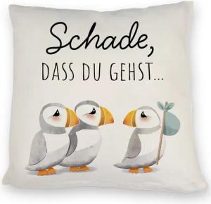 speecheese Dekokissen Schade, dass du gehst Papageitaucher Kissen Abschied Kollege