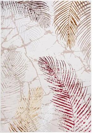 Mazovia Designteppich Modern Teppich für Wohnzimmer - Beige Creme mit Gold, 80 x 150 cm