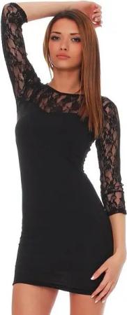 Mississhop Partykleid Damen Kleid Minikleid Spitzeneinsatz Longshirt 9343