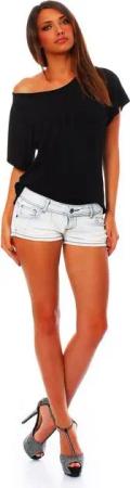 Mississhop Kurzarmshirt Damen T-Shirt Kurzarmshirt Vokuhila Shirt Kris