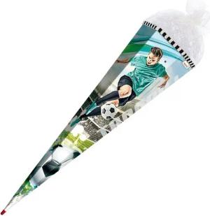Roth Schultüte Fußballstar mit Sound, 85 cm, eckig, mit weißem Netzverschluss, Rot(h)-Spitze