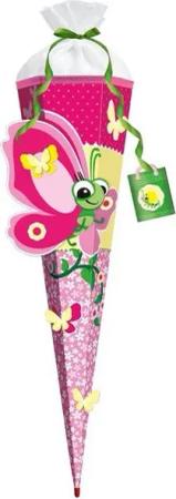 Roth Schultüte 3D Basteltüte Schmetterling Lilly, 80 cm, eckig, mit weißem Filzverschluss, Zuckertüte für Schulanfang