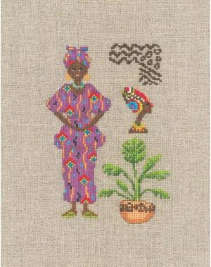 Le Bonheur des Dames Kreativset Le Bonheur des Dames Kreuzstich Set "Afrikanische Frau II", Zählmuster, (embroidery kit by Marussia)