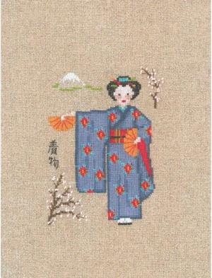 Le Bonheur des Dames Kreativset Le Bonheur des Dames Kreuzstich Set "Blauer Kimono", Zählmuster, 9,5x1, (embroidery kit by Marussia)