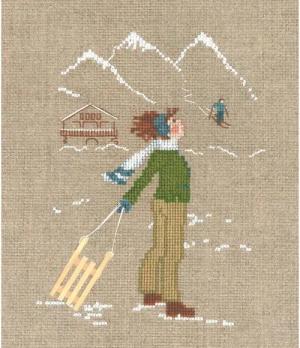 Le Bonheur des Dames Kreativset Le Bonheur des Dames Kreuzstich Set "Das Mädchen mit ihrem Schlitten", (embroidery kit by Marussia)