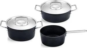 Fissler Topf-Set Adamant®, Aluminium (Set, 3-tlg., Kochtopf 20 + Bratentopf 24 + Stielkasserolle 18cm oD), Made in Germany