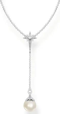 THOMAS SABO Kette mit Anhänger Perle mit Stern silber, KE1986-167-14-L45V, mit Zirkonia (synth) - mit Süßwasserzuchtperle