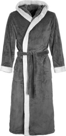Di Vadini Bademantel Di Vadini UNISEX Herren Damen Bademantel PRATO mit Kapuze, wadenlang, Polyester, Weitenverstellung