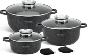 Edenberg Topf-Set Schöne schwarze Töpfe, Topfset, 6,8L/4,5L/2,3L Induktion, Aluminium, Keramik (6-tlg., Zeitloses Design des Topfsets. Eine ideale Geschenkidee)
