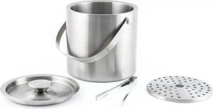 Hanseküche Eiswürfelbehälter Großer Eiswürfelbehälter, Edelstahl, (Eiseimer 3L inklusive Deckel, Zange und doppeltem Boden, 1-tlg., 304 Edelstahl - Doppelwandig Isoliert), Sehr langer Thermoeffekt - Ideal für langes Kalthalten