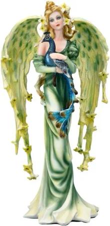 Figuren Shop GmbH Fantasy-Figur Elfen Figur - Teao mit Pfau - magische Dekofigur Fantasy Deko Fee Elfe