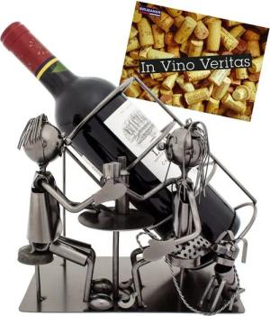 BRUBAKER Weinflaschenhalter Paar mit Hund Weinhalter, (inklusive Grußkarte), Flaschenhalter Metall Skulptur, Wein Geschenk