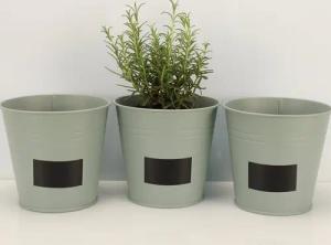 Online-Fuchs Blumentopf 3er Set runde Blumentöpfe zum Beschriften im Set - Kräutertopf (3er Set), Metall