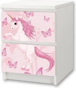 STIKKIPIX Möbelfolie NS02, (MÖBEL NICHT INKLUSIVE) Einhorn Möbelsticker Nachttisch MALM von IKEA