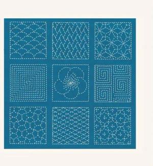Le Bonheur des Dames Kreativset Le Bonheur des Dames Stickpackung "Sashiko mit blauem Hintergrund", Zä, (embroidery kit by Marussia)