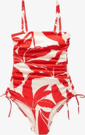 Next Badeanzug Bauchformender Bandeau-Badeanzug mit Beinrüschen (1-St)
