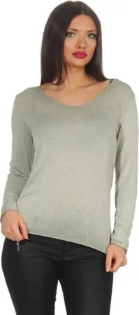 Mississhop Rundhalspullover Leichter Pullover mit Wascheffekt Strick Sweatshirt Pulli 303