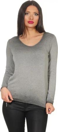 Mississhop Rundhalspullover Leichter Pullover mit Wascheffekt Strick Sweatshirt Pulli 303