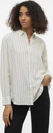 Vero Moda Blusenshirt Basic Rundhals VMLINN LS SHIRT WVN NOOS