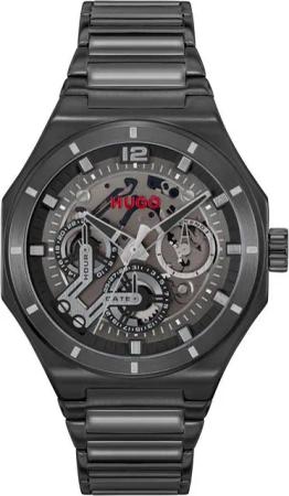 HUGO Multifunktionsuhr #GRAIL SKELETON 1530379, Armbanduhr, Quarzuhr, Herrenuhr, Datum, Edelstahlarmband