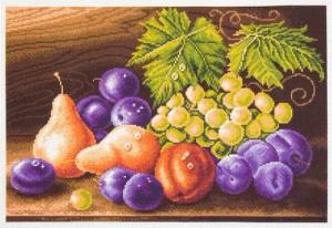 Collection D'art Kreativset CdA Bedrucktes Aida für Kreuzstickerei "Früchte" PA1414, 27 x 39cm, (embroidery kit by Marussia)