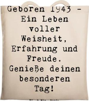 Mr. & Mrs. Panda Tragetasche Spruch 1943 Geburtstag - Transparent - Geschenk, Erfahrung und Freude (1-tlg)
