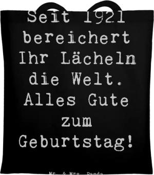 Mr. & Mrs. Panda Tragetasche 1921 Geburtstag - Schwarz - Geschenk, magischer Geburtstag, Geboren a (1-tlg), Lange Tragegriffe