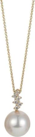 Firetti Kette mit Anhänger Schmuck Geschenk Gold 585 Halsschmuck Halskette Goldkette Ankerkette, mit Akoyazuchtperle und Brillanten