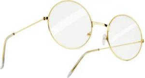dressforfun Kostüm Runde Retrobrille mit goldenem Rahmen, Goldene Brille in Einheitsgröße