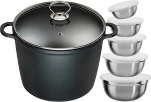 KING Suppentopf, Aluminiumguss (Set, 12-tlg), Kochtopf 7LØ24cm+Glasdeckel, Induktion, Keramikbeschichtung »Fusion«
