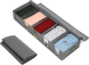 JOYOLEDER Unterbettkommode Unterbett Aufbewahrungsbox mit deckel (Faltbare Kleidung Aufbewahrungstasche, 4 St), für Kleidung Unterbett Kleiderschrank