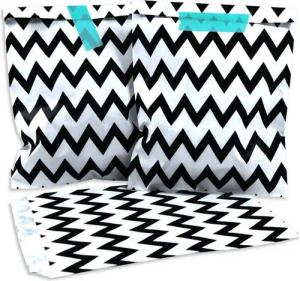 Frau WUNDERVoll Papierdekoration 50 Papiertüten - schwarz mit Zacken (Chevron)