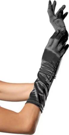 Leg Avenue Kostüm 20er Jahre Handschuhe schwarz, Schwarze Satin Handschuhe für Dein Flapper-Outfit