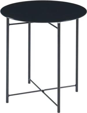 en.casa Beistelltisch, »Ödeshög« mit Glasplatte 45xØ42cm Schwarz