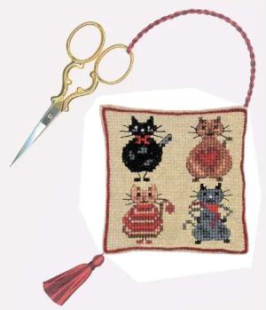 Le Bonheur des Dames Kreativset Le Bonheur des Dames Kreuzstich Stickpackung "Scherenhalter Katze", Z, (embroidery kit by Marussia)
