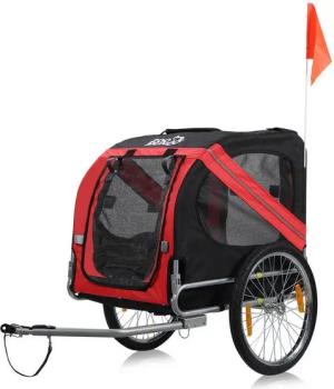 zoomundo Fahrradhundeanhänger Hundeanhänger Fahrradanhänger für Hunde - Rot/Schwarz - Silver Frame