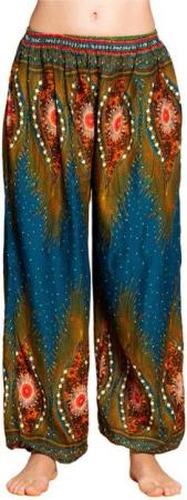 PANASIAM Relaxhose Muckhose im Peacock Design leichte Sommerhose als Haremshose aus hochwertiger natürlicher Viskose Pumphose Freizeithose