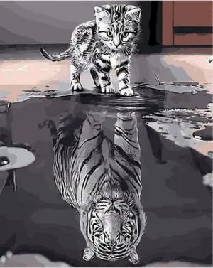 VBS Malvorlage Malen nach Zahlen Katze und Tiger, 40 cm x 50 cm auf Keilrahmen