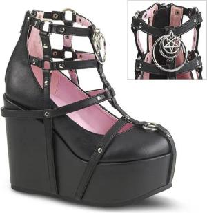DemoniaCult POISON-25-1 DemoniaCult Damen Plateau Pumps Käfigstil Pentagramm schwa High-Heel-Stiefel