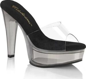 Fabulicious MARTINI-501 Fabulicious High Heels Plateaupantoletten klar schwarz rau High-Heel-Stiefel