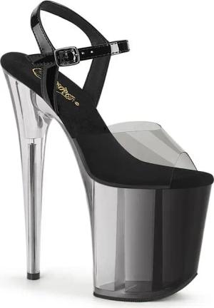 Pleaser FLAMINGO-808T-1 Pleaser High Heels Plateausandaletten klar rauch schwa High-Heel-Stiefel