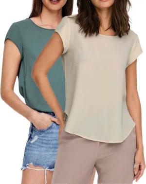 ONLY Shirtbluse (2er Pack) Basic Shirt mit gekreppten Muster im Doppelpack