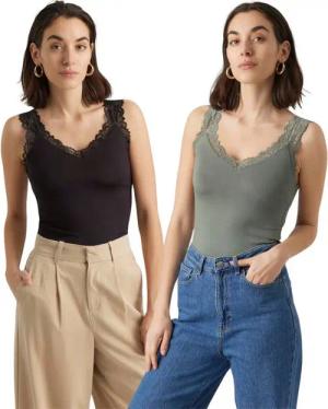 Vero Moda Spitzentop (Set, 2er-Pack) Basic Tank Top Unifarben im Doppelpack