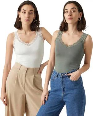 Vero Moda Spitzentop (Set, 2er-Pack) Basic Tank Top Unifarben im Doppelpack