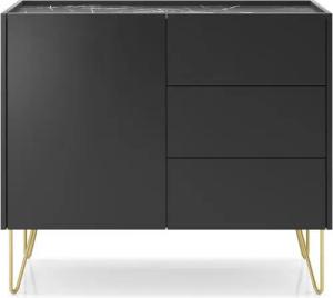 MOEBLO Kommode Harmonix HS 97 (Platte in schwarz Marmor-Optik Schlafzimmer Komodenschrank Highboard, auf goldenen Beinen, Sideboard Wohnzimmer Kommode), (BxHxT):97x83x37cm